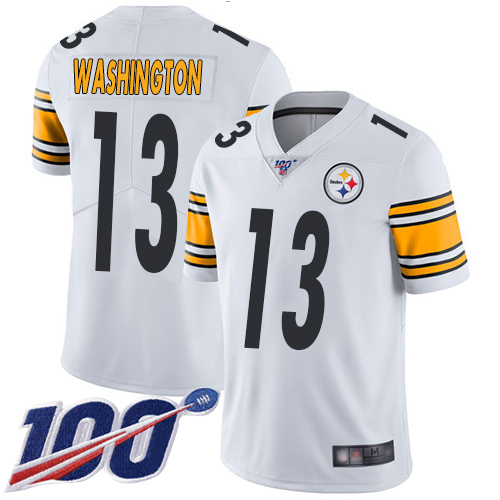 Men Pittsburgh Steelers Football #13 Limited White James Washington Road 100th Season Vapor Untouchable Nike NFL Jersey